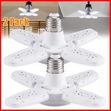 2 PCS 28W Deformable E27 LED Garage Ceiling Fixture Lights Workshop Lamp 4 Leave