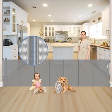 Reinforced 120 Inch Extra Large Baby Gate for Doorway, 33 Inch Tall Retractab...