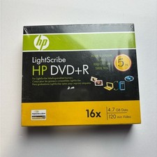 HP Lightscribe DVD-R 4.7GB 120min Video 16x Sealed 5 Pack Box