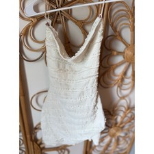 Fashion Nova White Textured Cutout Tie Back Mini Dress XS