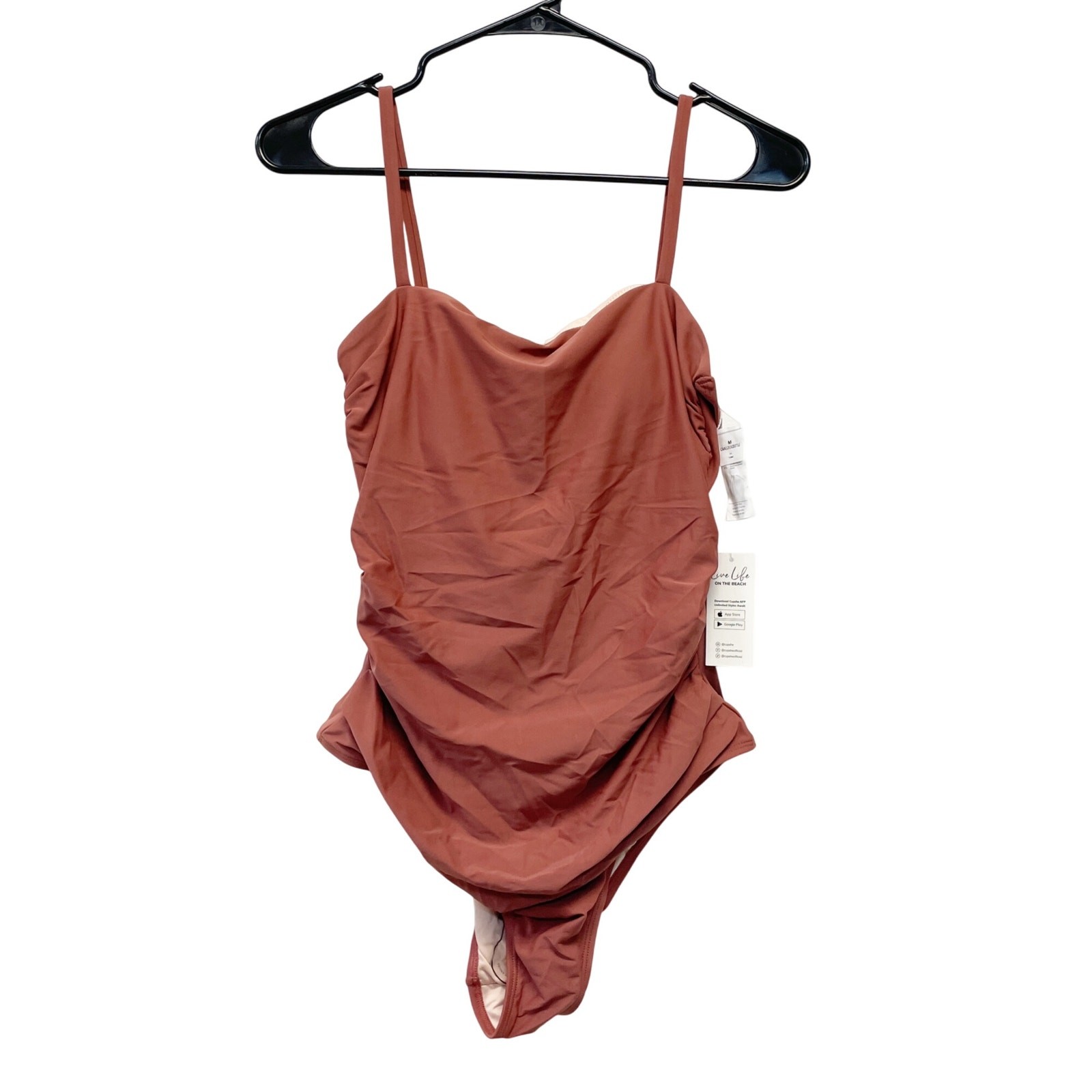 Cupshe Women's Sandy Shirred Strappy Cutout One Piece Swimsuit Brick Size Small