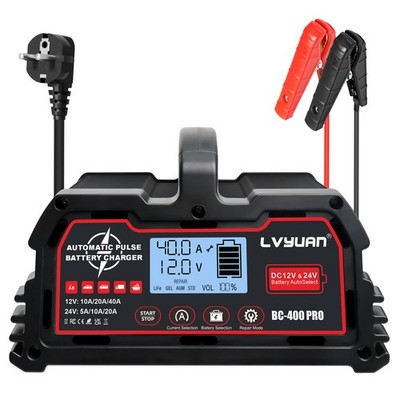 Auto LKW Intelligent Batterieladegerät 40A 12V/24V Ladegerät Reparatur Schwarz