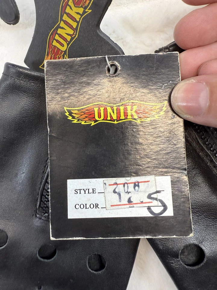 Unik Motorcycle Leather Gloves Mens Small Half Finger Riding Biker Zip Vent - Image 2 of 4