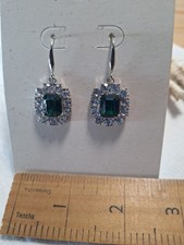 Ladies M & S Earrings, Green stone & diamante.. birthdays, gifts, new (25)