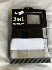 Nike Men Web Belt 3 in 1 Web Pack Black Brown Navy Adjustable Fit Up To 42