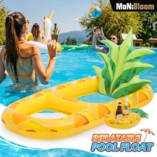 66"L Inflatable Swimming Pool Lounger Pineapple Shape Float Party PVC Rafts Toy