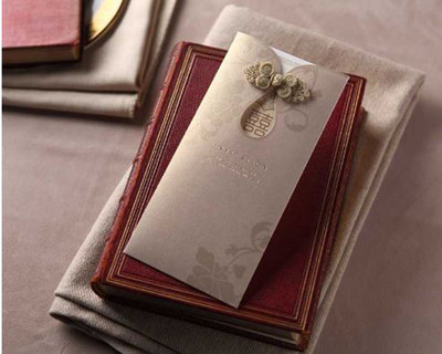 10x Elegant Wedding Invitation Card w/Envelop - Beige; Bulk Buy Disc. Apply!