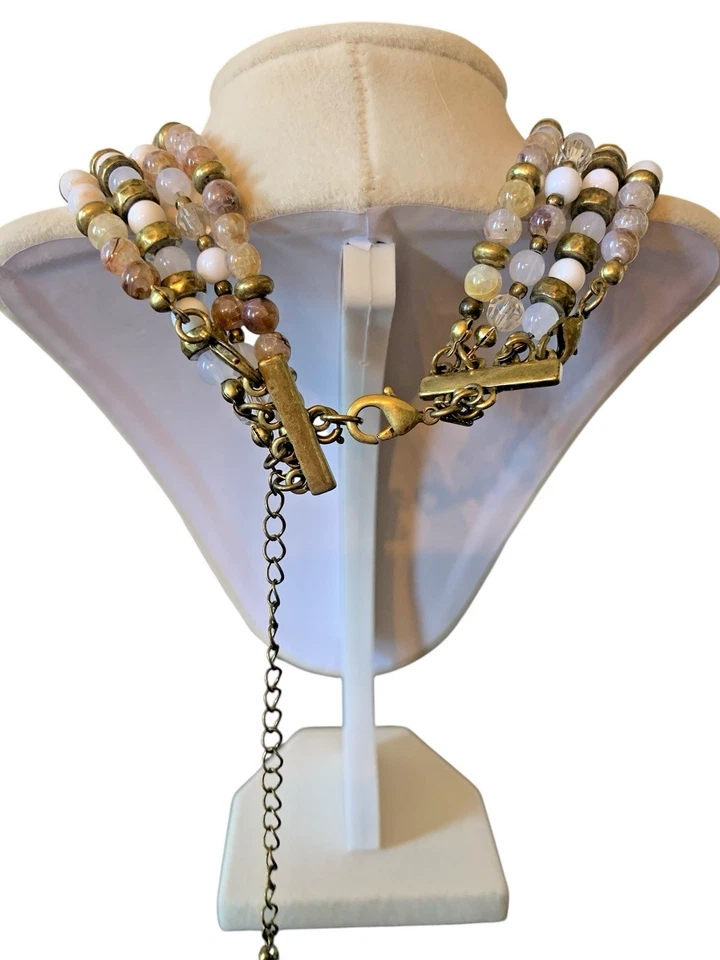 Collar 3 en 1 Premier Designs NUEVOS NEUTROS Borlas Latón Boho Versátil Foto 2 de 4