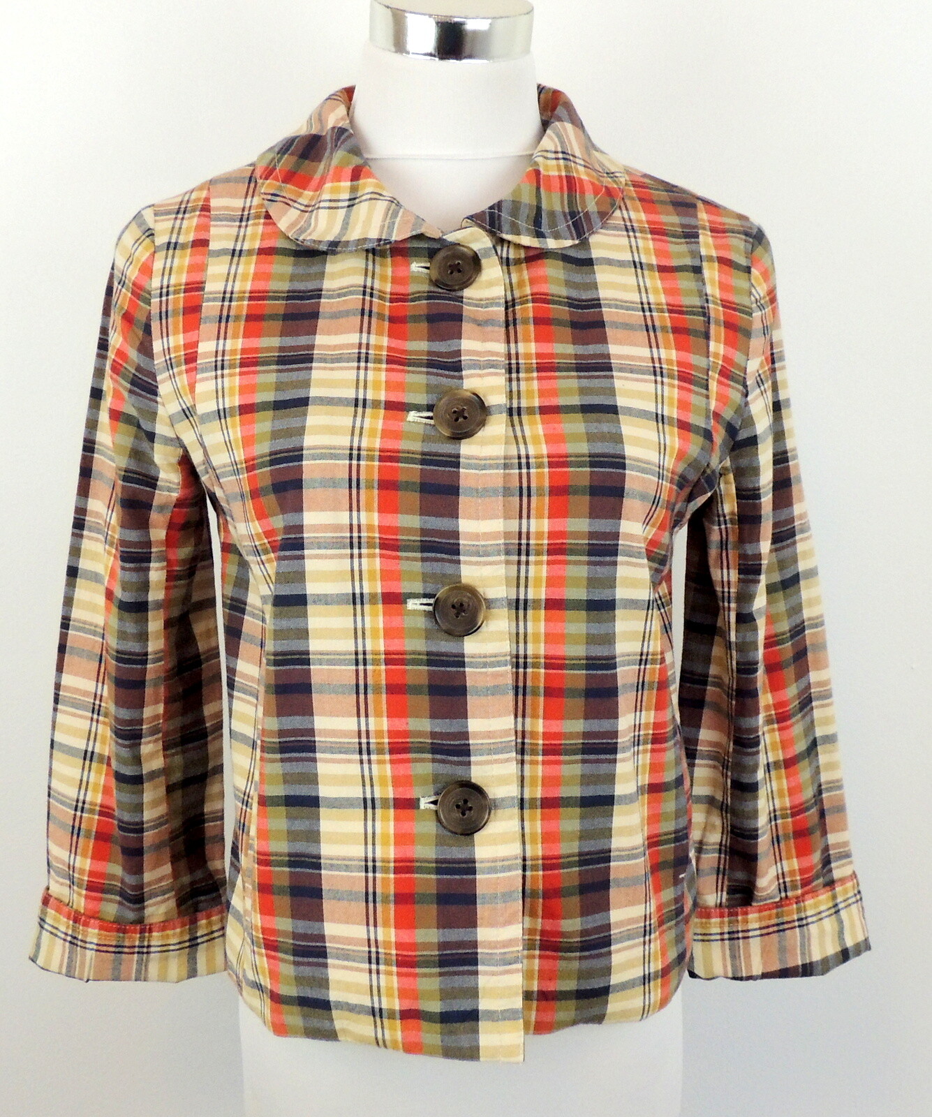 J.CREW Womens 4 Plaid Jacket Button 