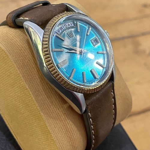Men Watch Rare Ricoh President Dynamic Wide Automatic Blue Dial Day Date Vintage - Picture 4 of 6