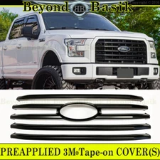 2015 2016 2017 FORD F150 XLT Grille COVER OVERLAY INSERT 5Bar Style MATTE BLACK