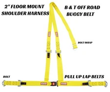 OFF ROAD 2" SEAT BELT 3 POINT B&T Y HARNESS FLOOR MOUNT BOLT IN YELLOW