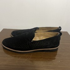 FRANCO SARTO Hadrea Suede Laser Cut Loafer Black Sz 9