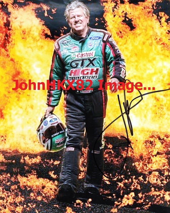 Vintage and Autographed John Force Feels the Heat Photo - Now 16 Time Champ