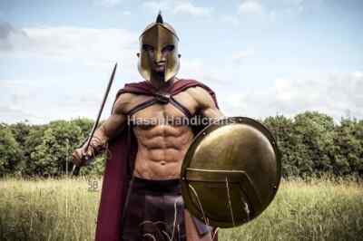Medieval Halloween 300 Spartan Warrior Costume Helmet,Shield,Arm Bracers,Leg Gua