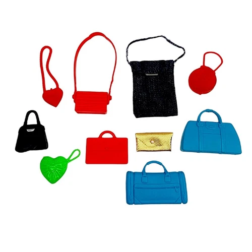 Vintage Barbie Purse Bag Lot Hearts Blue Red Black Neon Green Gold Set Of 10