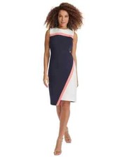 Tommy Hilfiger Color Blocked Asymmetric Dress Sz 12  Classic Luxary