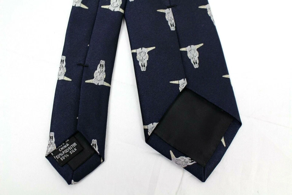 Corbata de seda azul marino Bar III para hombre Fossil mezcla limpia Foto 2 de 3