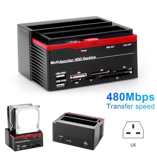 ALL in One HDD Docking/Dock Station HD Dual Bay USB to SATA IDE 2.5" 3.5" UK - Afbeelding 4 van 12