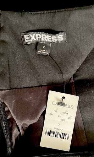 NWT Black EXPRESS High Waisted Knee Length Pencil Skirt Career Business Edgy - Picture 9 of 14