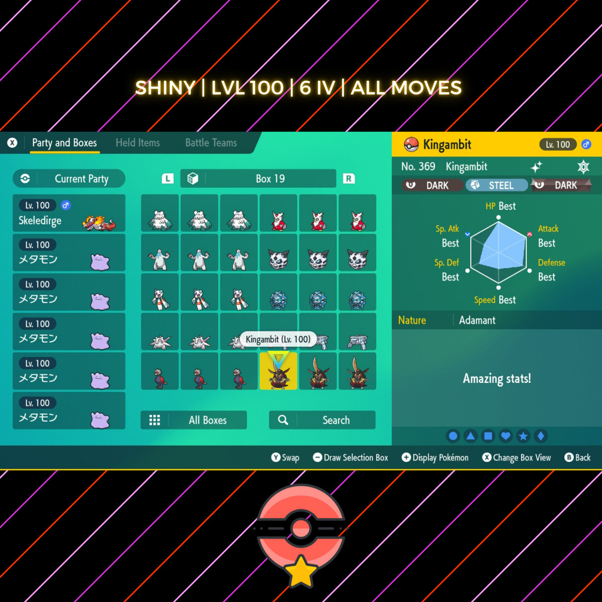 Pokemon Scarlet/Violet ✨SHINY KINGAMBIT Lv.100 Adamant 6IV w/ Masterball  TRADE