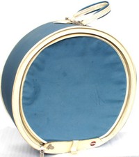 Atlantic Products Luggage Blue Vintage Round Hat Box Carrier Carry-On Case