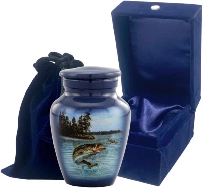 Bass Fishing Urn Bass Fish Cremation Urn for Ashes Mini Fishing Keepsake