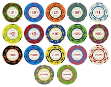 Casino Royale Smooth 14 Gram Poker Chips Sample Set Pack New 5c till $100k