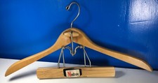 ANTIQUE Wooden Thick WIRE CLOTHES HANGER Montrose labeled suit slacks pants coat