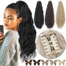 UK Thick Real Claw Ponytail Clip In Hair Extensions Pony Tail As Human 12-26" US