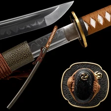 US Handmade Samurai Katana Sword Clay Tempered T10 Steel Real Hamon Razor Sharp