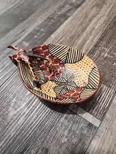 African Giraffe Drinking Bowl Hand Carved Wooden Decorative Painted Art