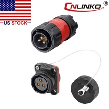 3 Pin Power Circular Connector Male Plug & Female Socket Outdoor Waterproof IP67