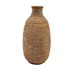 Earthenware Vase Grog Texture 12” Rustic Organic Brown Clay Sustainable Decor