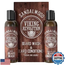 Viking Revolution Beard Wash and Beard Conditioner Set w/Argan and Jojoba Oil