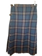 The Scotch House Traditional Ladies Blue Tartan Kilt Adjustable W26-28 Academia
