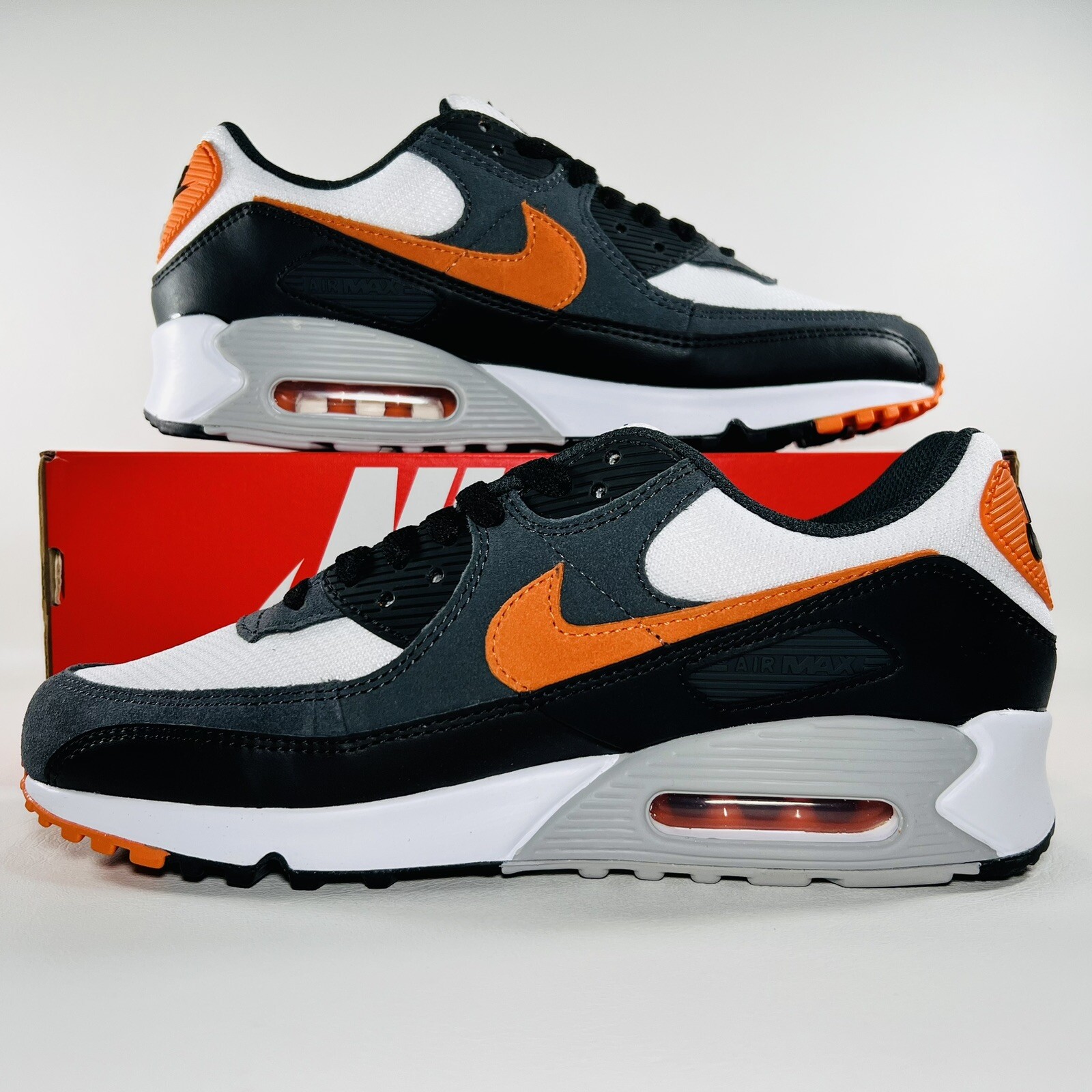 Nike Air Max 90 Shoes Men's Athletic Sneakers Black White Gym Trainers - New thumbnail 2