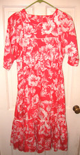 Vintage Royal Palm Collection Midi Dress SZ 4 Pink White Hawaiian Floral EUC