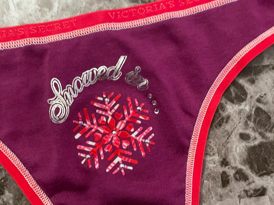 BRAGAS TANGA NUEVAS SIN ETIQUETAS VICTORIA'S SECRET L COPO DE NIEVE A CUADROS 100 % ALGODÓN RARAS DE COLECCIÓN Foto 2 de 4