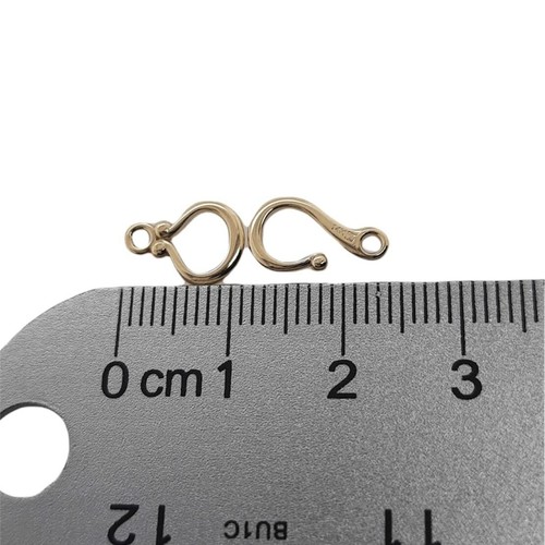 14K Solid Gold Ball-End Hook & Eye Clasp with Bead Details and Ball End USA - Picture 7 of 12