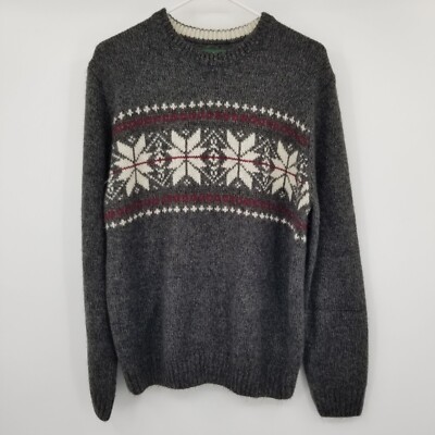 David Taylor Collection Grey Snowflake Print Men's Grandpa Sweater Large 