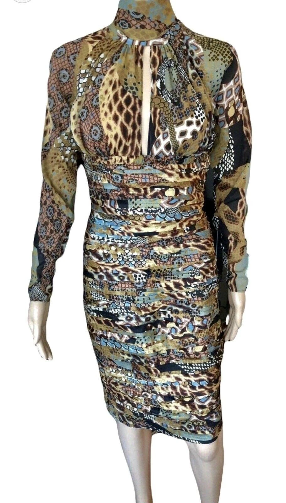 Versace F W 2005 Runway Campaign Ruched Cutout Back Dress