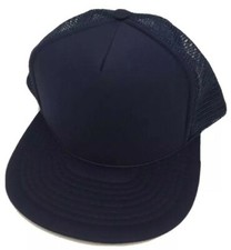 Baseball Cap Mesh SnapBack Trucker Hat Navy Blue Plain