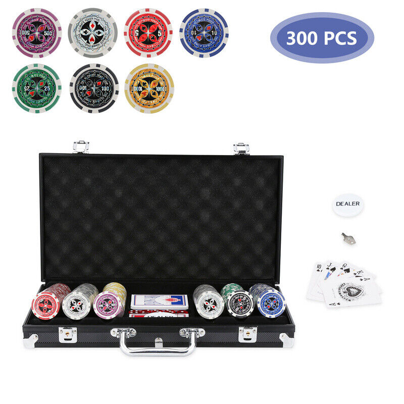 Pokerchips Pokerset Pokerkoffer Profi Laser Cash-Game Alu Zubehör 300/500 Chips