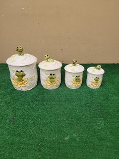 Sears and Roebuck Neil The Frog 4 Piece CANISTER SET (BFEB 07 054)