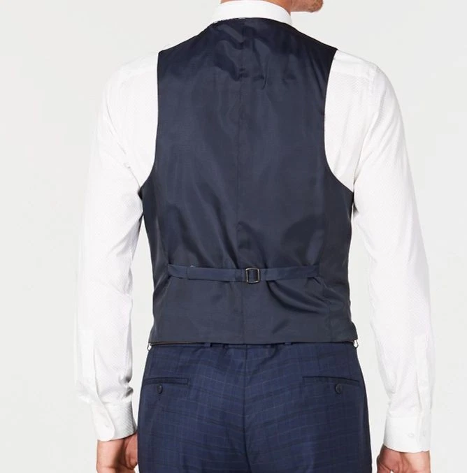 Michael Kors Men's Blue Plaid Wool Suit Waistcoat Dress Vest Size 36R - Image 2 of 2