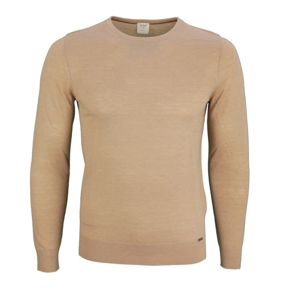 Olymp Casual Fit Men's Knit Sweater Beige Solid 0151 11 57