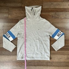 Tommy Hilfiger Men's Size M Gray Logo Sleeve Pullover Hoodie Sweatshirt 8911