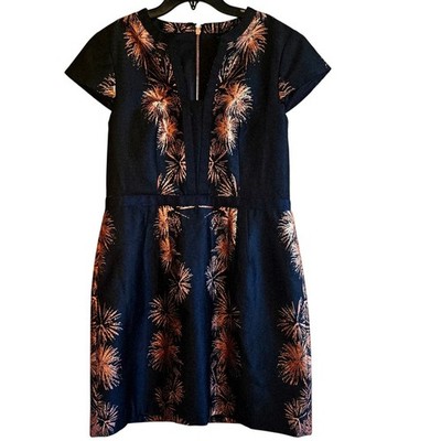 Ted Baker Stardust Tzalla dress black with rose gold firework dress size 8