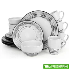 16 Piece Dinnerware Set Plates Bowls Mugs Dishes 4 Modern Elegant Ceramic New